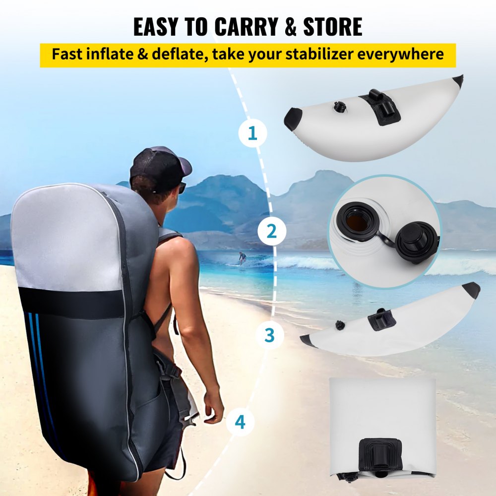 Kayak Outrigger Stabilizers, 2 PCS, PVC Inflatable Outrigger Float with Sidekick Arms Rod, Standing Float Stabilizer System Kit for Kayaks, Canoes, Fishing Boats
