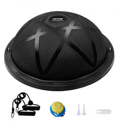 Half Exercise Ball Trainer, 23 inch Balance Ball Trainer, 660 lbs Capacity Stability Ball, Yoga Ball with Resistance Bands and Pump, Strength Fitness Ball for Home Gym, Full Body Workouts, Black