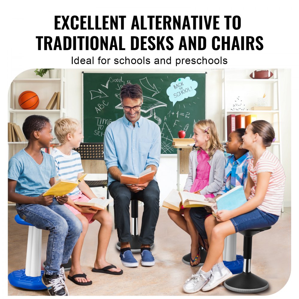 Wobble Chair, Height-Adjustable (15.7-21.7") Active Chair, Flexible Seating Wobble Stool Made of PVC+ABS Improves Focus & Posture, Ideal for Schools, Office and Home, Age 12-18, Black