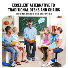 Wobble Chair, Height-Adjustable (15.7-21.7") Active Chair, Flexible Seating Wobble Stool Made of PVC+ABS Improves Focus & Posture, Ideal for Schools, Office and Home, Age 12-18, Black