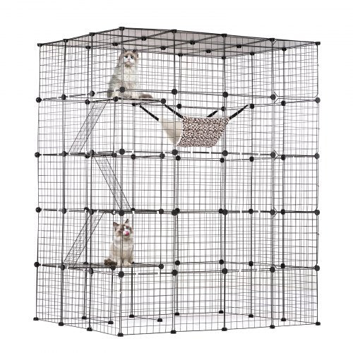 Bostome 4-tier large cat cage with metal wire, hammock, and multiple access points.