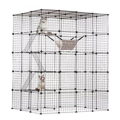 Bostome 4-tier large cat cage with metal wire, hammock, and multiple access points.