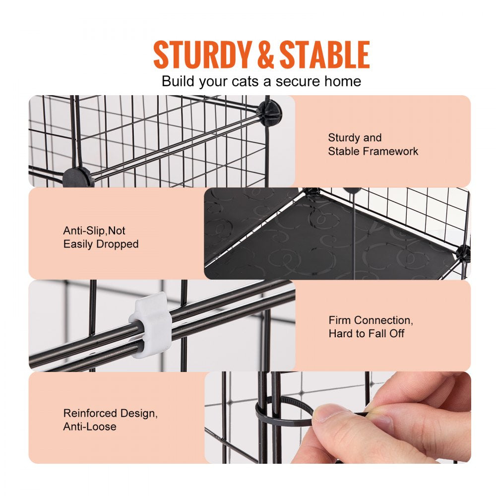 Large metal wire cat cage with four tiers, hammock, and multiple access doors.