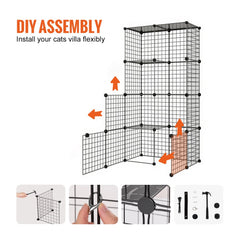 Bostome 4-tier large cat cage with metal wire, hammock, and multiple access points.