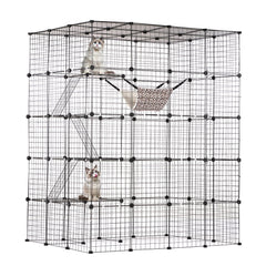 Bostome 4-tier large metal cat cage with hammock and multiple access points for exploration.