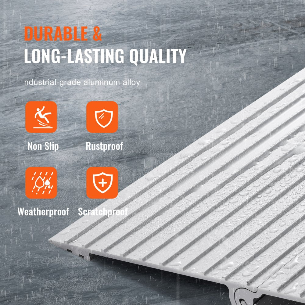 Door Threshold Ramp, 1" Rise, 800 lbs Load Capacity, Door Ramp for Wheelchairs, Aluminum Threshold Ramp for Doorways, Adjustable Modular Threshold Ramp for Wheelchairs, Scooters, Power Chairs