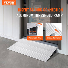 Door Threshold Ramp, 3" Rise, 800 lbs Load Capacity, Door Ramp for Wheelchairs, Aluminum Threshold Ramp for Doorways, Adjustable Modular Threshold Ramp for Wheelchairs, Scooters, Power Chairs