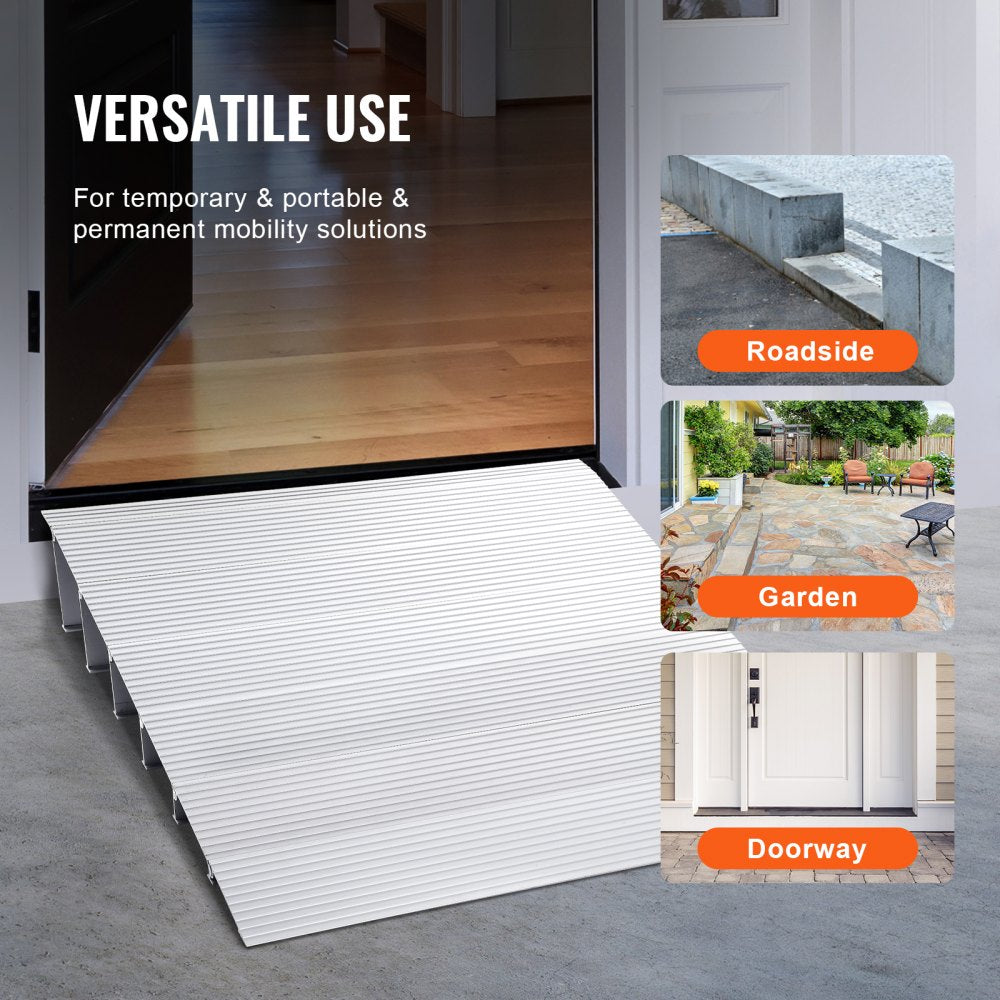 Door Threshold Ramp, 6" Rise, 800 lbs Load Capacity, Door Ramp for Wheelchairs, Aluminum Threshold Ramp for Doorways, Adjustable Modular Threshold Ramp for Wheelchairs, Scooters, Power Chairs