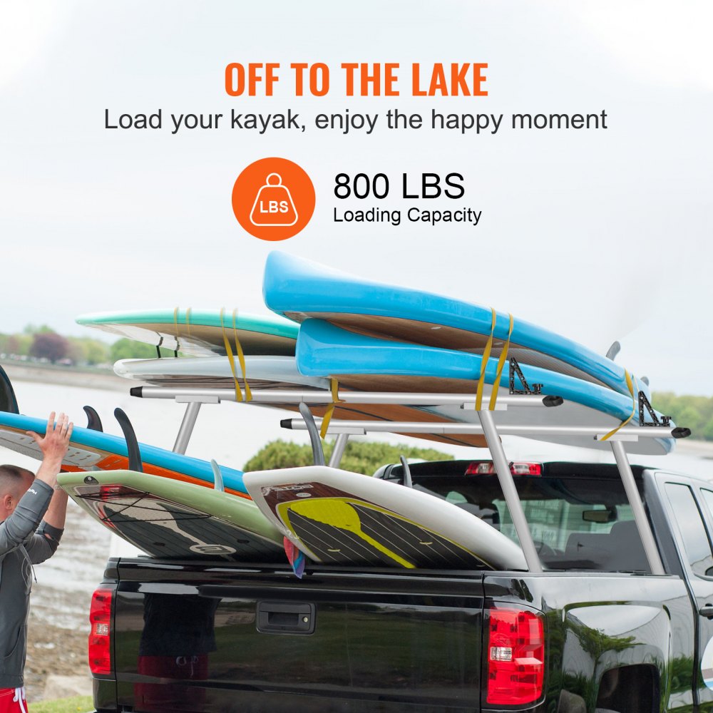 Truck Rack, 800 lbs Capacity, 71"x31" Aluminum Ladder Rack for Truck with 8 Non-Drilling C-clamps, Heavy Duty Truck Bed Rack Two-Bar Set for Kayak, Surfboard, Lumber, Ladder