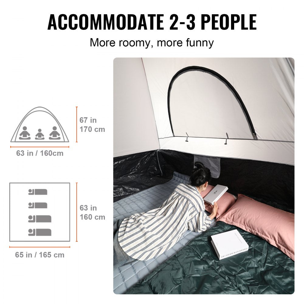 Truck Bed Tent, 5.5`-6` Pickup Truck Tent with Rain Layer and Carry Bag, Waterproof PU2000mm Double Layer Truck Tent for Camping, Accommodate 2-3 Person, for Camping Traveling Outdoor Activities