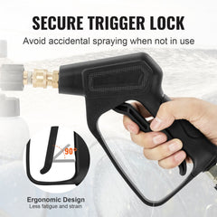 Pressure Washer Gun Set, 0.22 Gal Foam Cannon, 4000 PSI Washer Spay Gun with 1/4 Inch Quick Connector & 5 Nozzle Tips, Pressure Washer Handle with M22-14 mm & M22-15mm & 3/8`` Inlet Connector