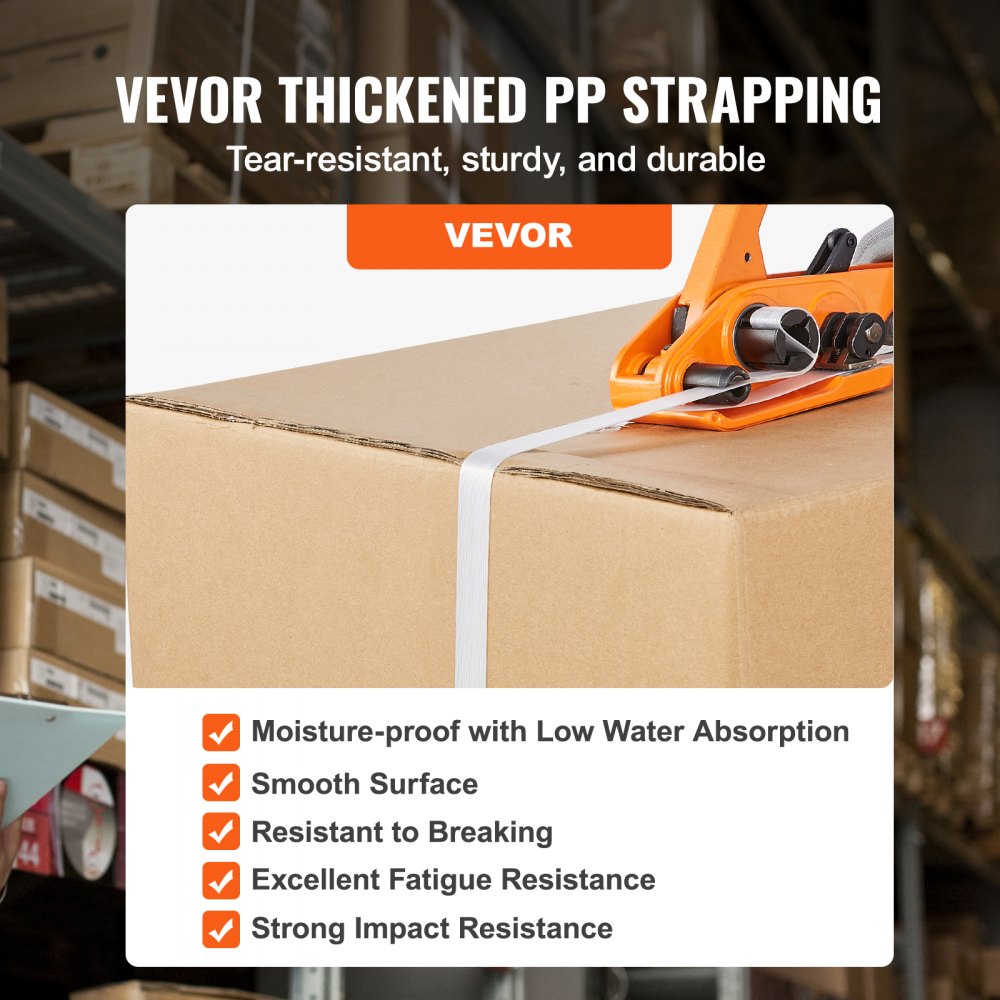 Banding Strapping Kit with Strapping Tensioner Tool, Banding Sealer Tool, 3280 ft Length PP Band, 1000 Metal Seals, Pallet Packaging Strapping Banding Kit Banding Packaging Strapping for Packing
