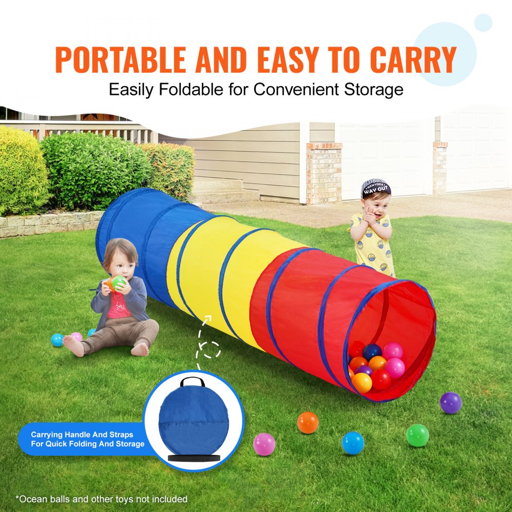 Kids Play Tunnel Tent for Toddlers, Colorful Pop Up Crawl Tunnel Toy for Baby or Pet, Collapsible Gift for Boy and Girl Play Tunnel Indoor and Outdoor Game Red/Yellow/Blue Multicolor