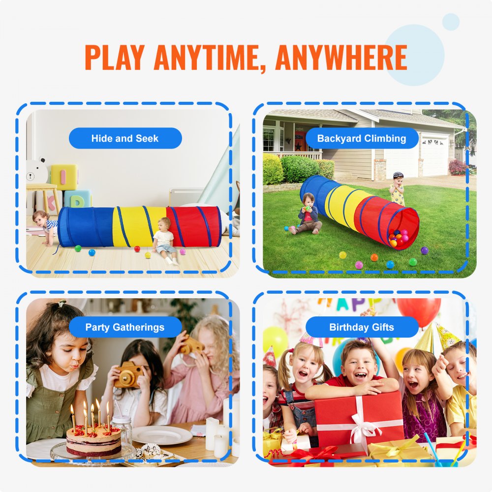 Kids Play Tunnel Tent for Toddlers, Colorful Pop Up Crawl Tunnel Toy for Baby or Pet, Collapsible Gift for Boy and Girl Play Tunnel Indoor and Outdoor Game Red/Yellow/Blue Multicolor