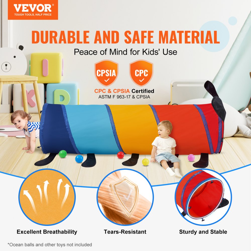 Kids Play Tunnel Tent for Toddlers, Colorful Pop Up Caterpillar Crawl Tunnel Toy for Baby or Pet, Collapsible Gift for Boy and Girl Play Tunnel Indoor and Outdoor Game, Multicolor
