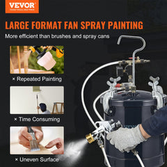 Spray Paint Pressure Pot Tank, 10L/2.5gal Air Paint Pressure Pot, 1.5mm+4mm Two Nozzles Two Spray Paint Guns, 60PSI Max, for Industry Home Decor Architecture Construction Automotive Painting