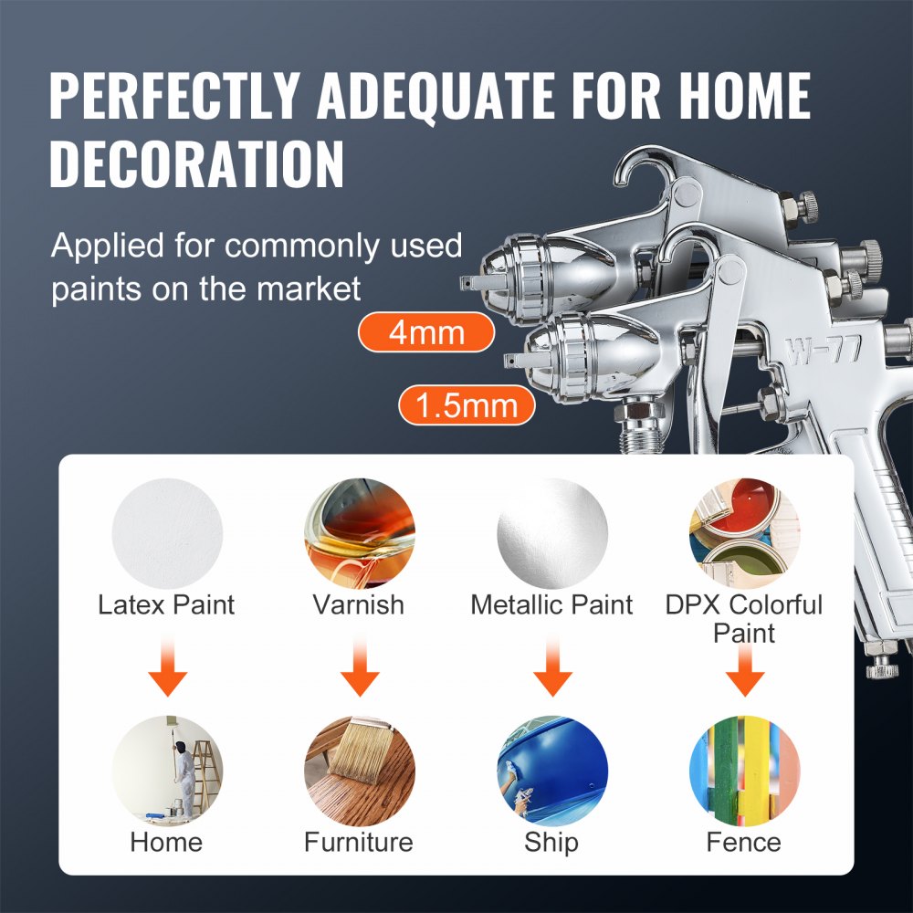 Spray Paint Pressure Pot Tank, 10L/2.5gal Air Paint Pressure Pot, 1.5mm+4mm Two Nozzles Two Spray Paint Guns, 60PSI Max, for Industry Home Decor Architecture Construction Automotive Painting