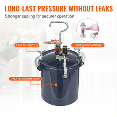 Spray Paint Pressure Pot Tank, 10L/2.5gal Air Paint Pressure Pot, 1.5mm+4mm Two Nozzles Two Spray Paint Guns, 60PSI Max, for Industry Home Decor Architecture Construction Automotive Painting