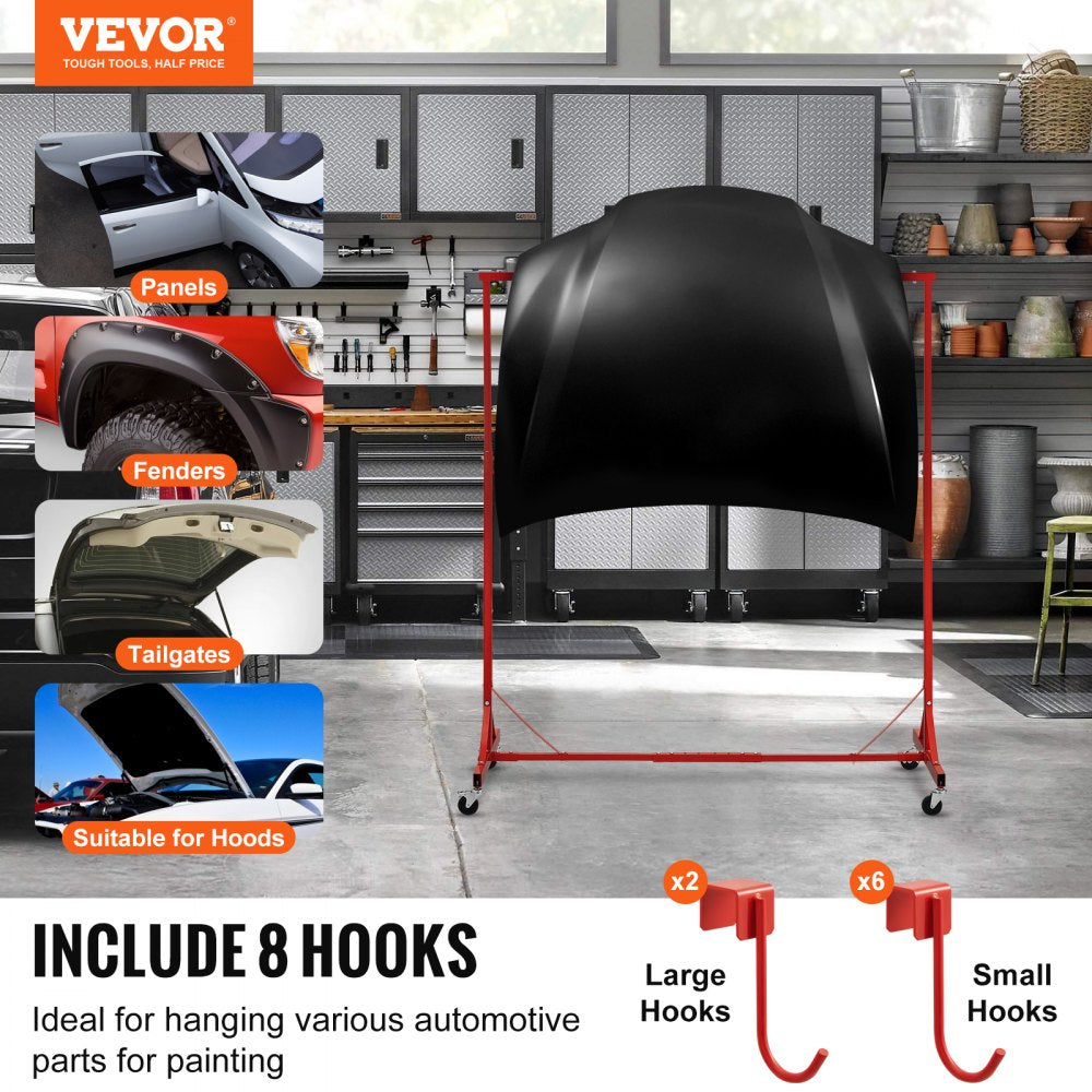 Newly Upgraded！ Painting Rack Adjustable Paint Hanger 8 Hooks Auto Body Painting Stand