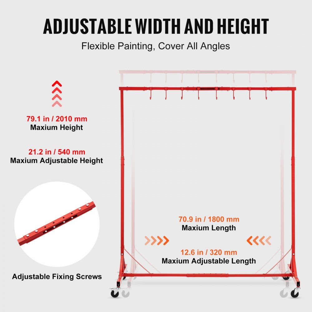 Newly Upgraded！ Painting Rack Adjustable Paint Hanger 8 Hooks Auto Body Painting Stand