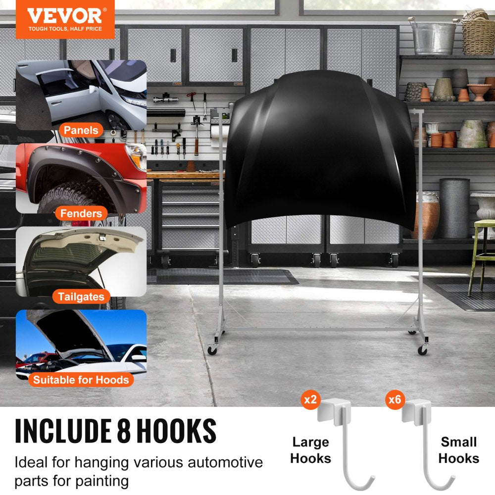 Newly Upgraded！ Painting Rack Adjustable Paint Hanger 8 Hooks Auto Body Painting Stand