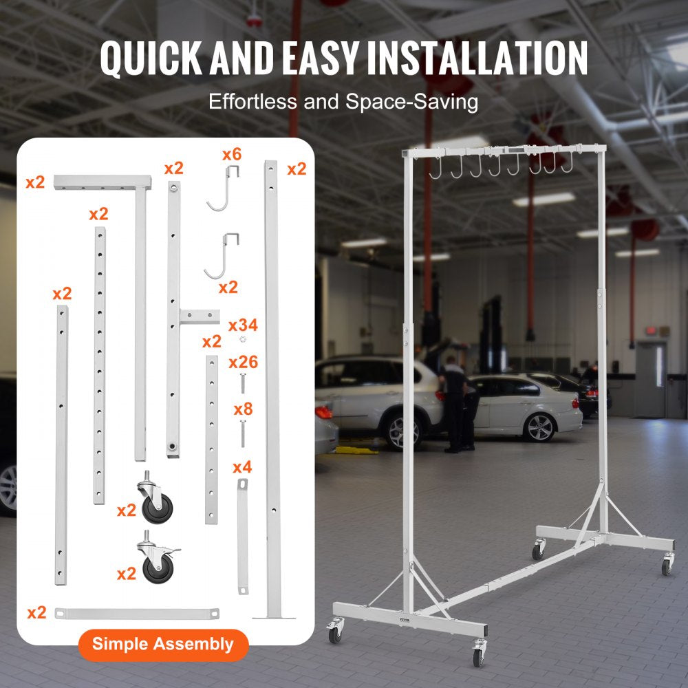 Newly Upgraded！ Painting Rack Adjustable Paint Hanger 8 Hooks Auto Body Painting Stand