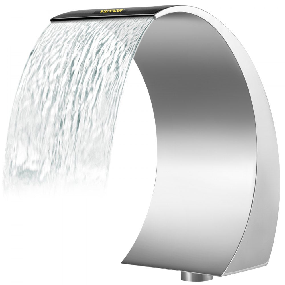 Pool Waterfall Fountain Stainless Steel Fountain 15.4" x 7.9" x 1.5" Silver Pool Fountains for Ground Pools Garden Outdoor Waterfalls Sheer Descent Pond Water Feature