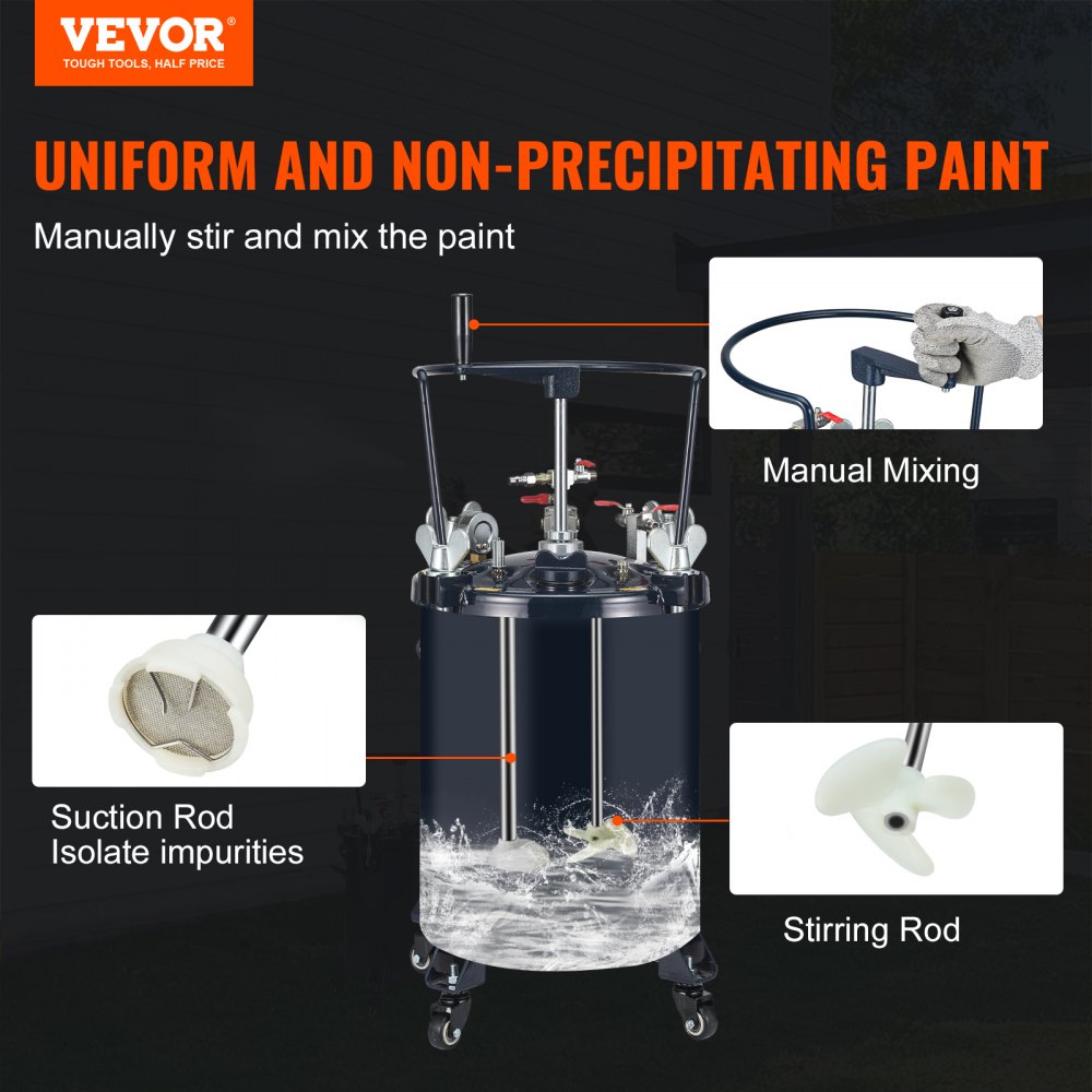 Spray Paint Pressure Pot Tank, 30L/8gal Air Paint Pressure Pot with Manual Mixing Agitator, Leak Repair Sealant for Industry Home Decor Architecture Construction Automotive Painting, 70PSI Max