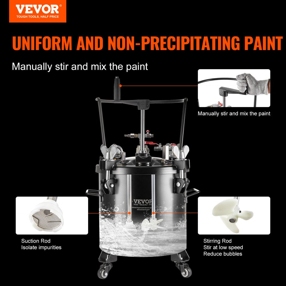Spray Paint Pressure Pot Tank 20L/5gal with Casters Leak Repair Sealant