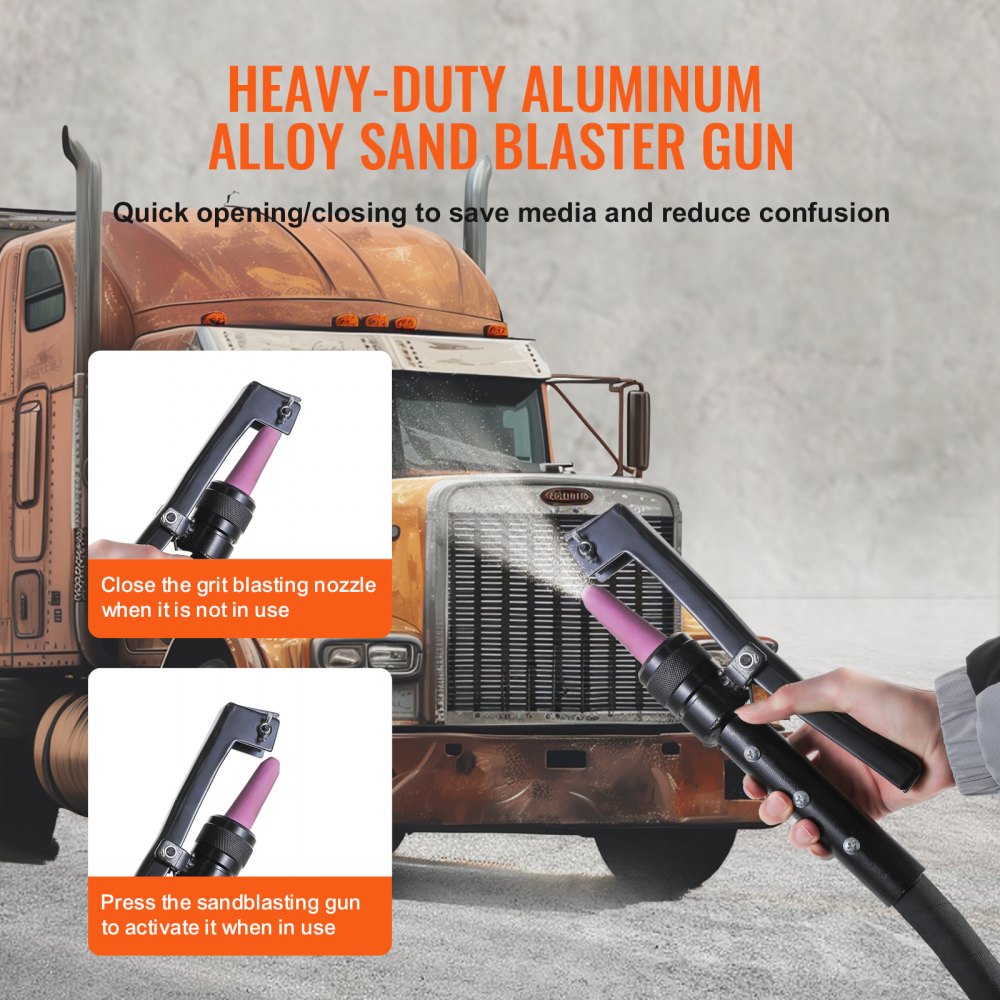 10 Gallon Heavy-Duty Sand Blaster, 60-110 PSI High Pressure Sandblaster, Portable Abrasive Blasting Tank, Air Sand Blasting Kit with 2 Ceramic Nozzles & 7.5ft Hose for Stain, Rust, Paint Removal