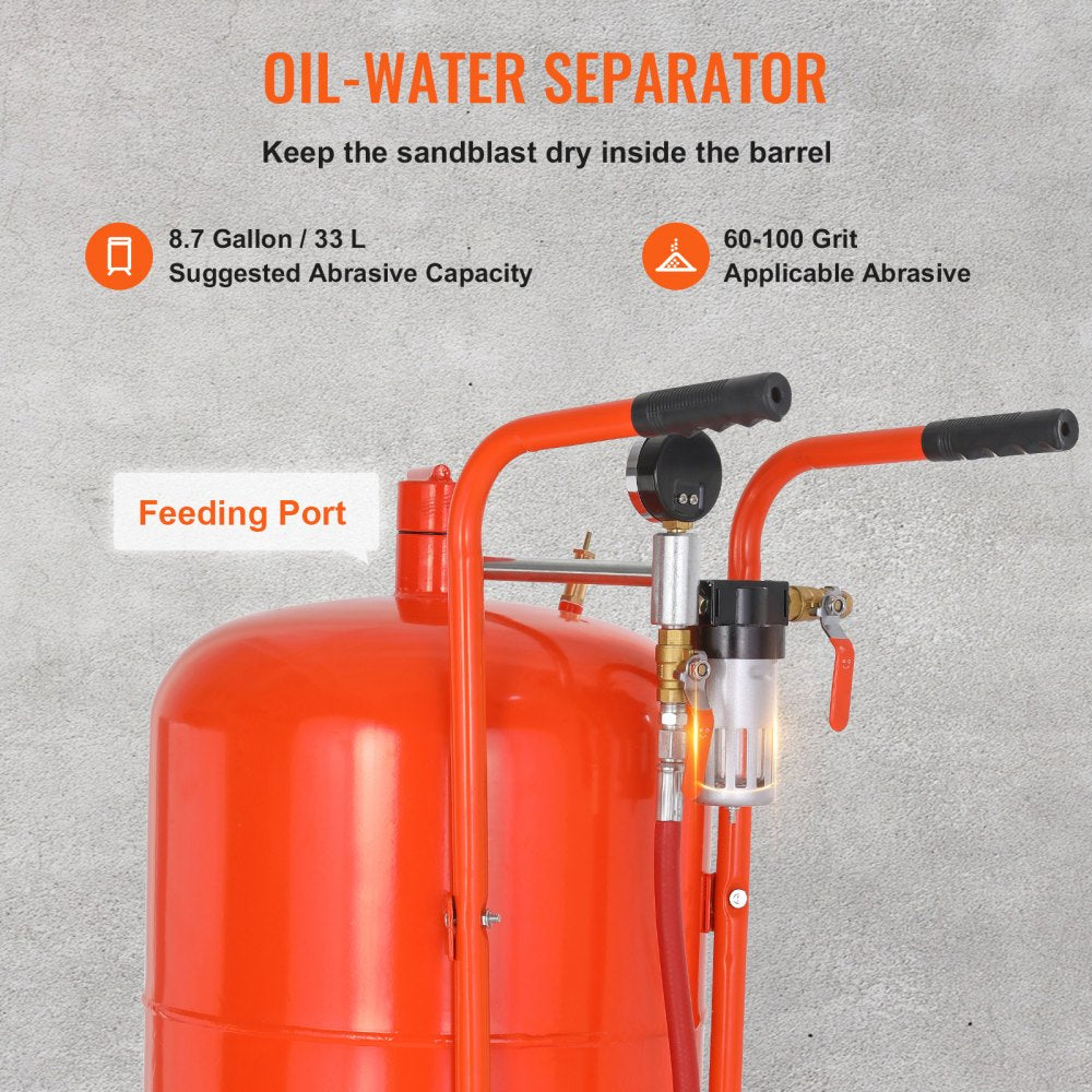 20 Gallon Sand Blaster, 60-110 PSI High Pressure Sandblaster, Portable Abrasive Blasting Tank, Air Sand Blasting Kit with 4 Ceramic Nozzles and Oil-Water Separator for Paint, Stain, Rust Removal