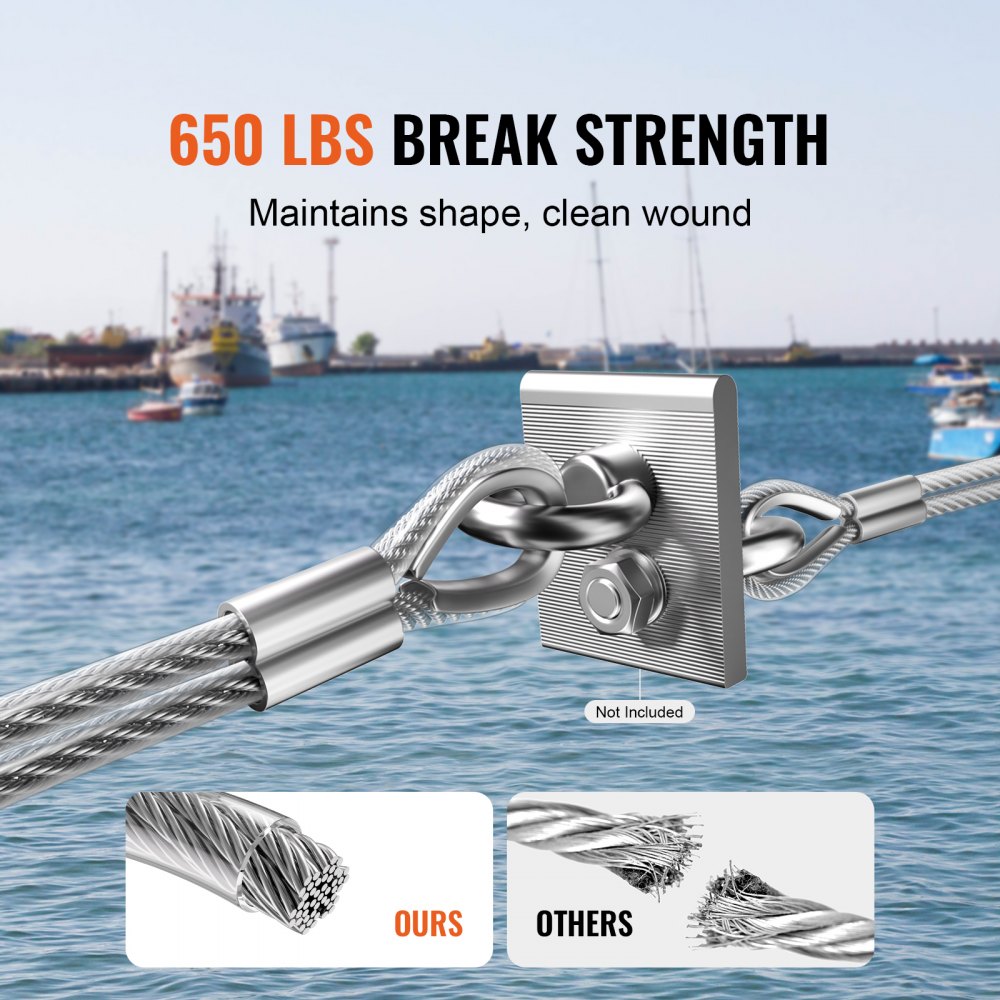 T304 Stainless Steel Cable 1/8" 7x7 Steel Wire Rope 100 ft Cable Railing