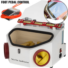 Twin Pen Sandblaster Double Pen Sand Blaster Machine for Dental Lab 2 Tanks Lamp