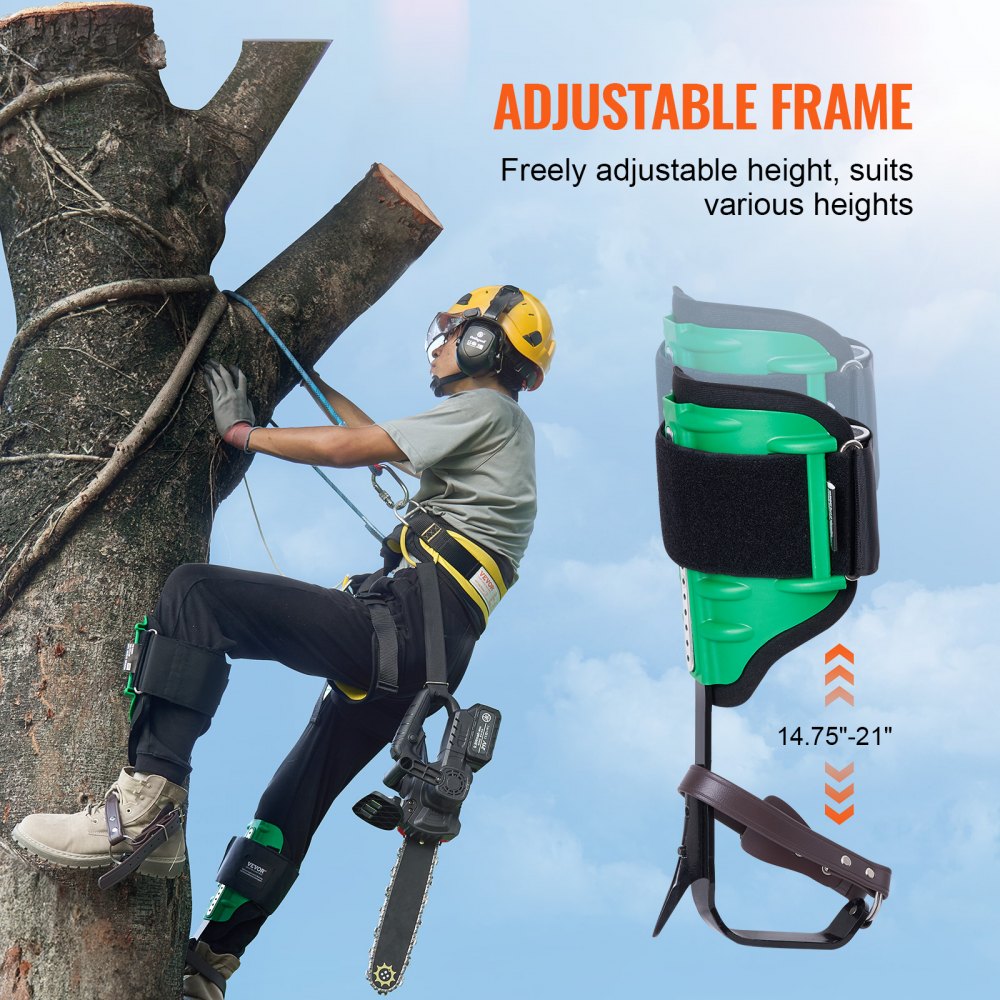 Tree Climbing Spikes Climbing Spurs Alloy Steel Arborist Equipment Green