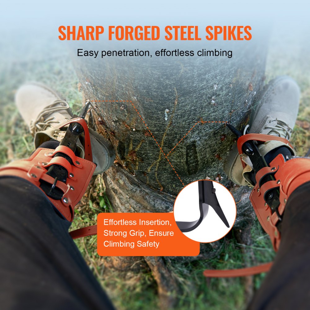 Tree Climbing Spikes Climbing Spurs Alloy Steel Arborist Equipment Orange