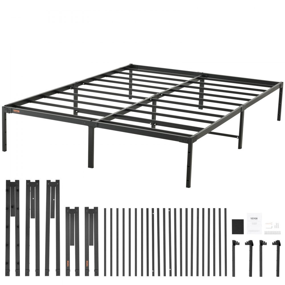 14 Inch Queen Metal Bed Frame Platform, No Box Spring Needed, 1500 lbs Loading Capacity Embedded Heavy Duty Mattress Foundation with Steel Slat Support, Easy Assembly, Noise Free