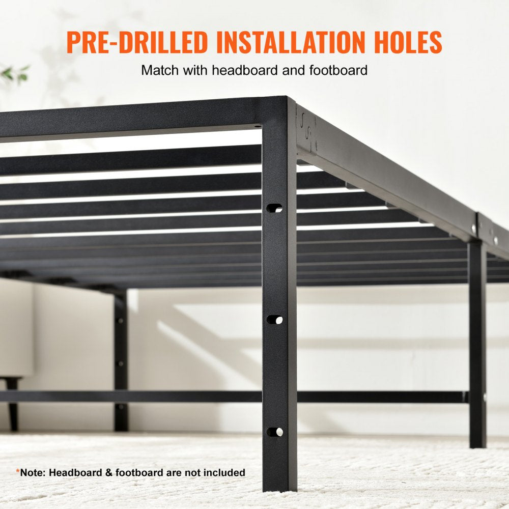 14 Inch Twin Metal Bed Frame Platform, No Box Spring Needed, Embedded Mattress Foundation with Steel Slat Support, Easy Assembly, Noise Free