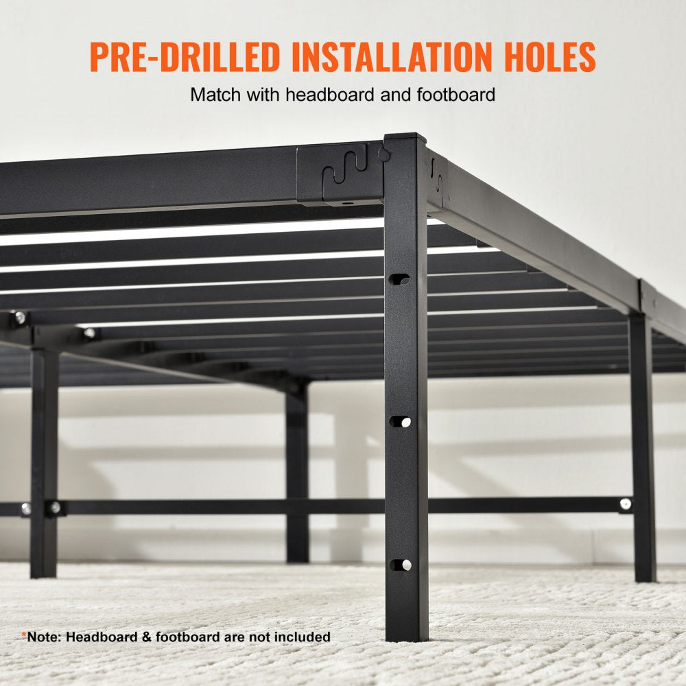 18 Inch Full Metal Bed Frame Platform, No Box Spring Needed, 1500 lbs Loading Capacity Embedded Heavy Duty Mattress Foundation with Steel Slat Support, Easy Assembly, Noise Free