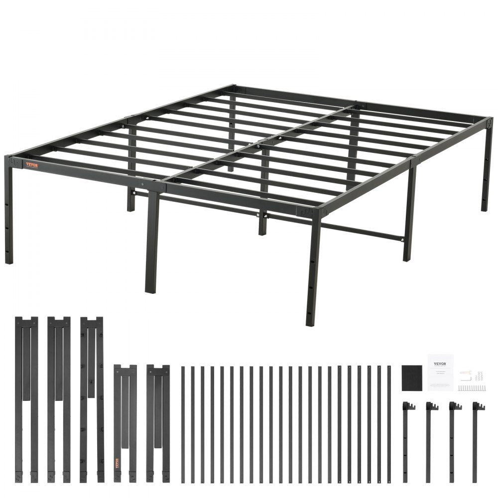 18 Inch Full Metal Bed Frame Platform, No Box Spring Needed, 1500 lbs Loading Capacity Embedded Heavy Duty Mattress Foundation with Steel Slat Support, Easy Assembly, Noise Free