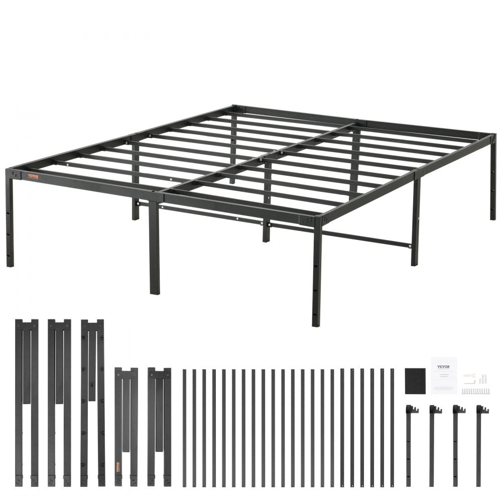 18 Inch Queen Metal Bed Frame Platform, No Box Spring Needed, 1500 lbs Loading Capacity Embedded Heavy Duty Mattress Foundation with Steel Slat Support, Easy Assembly, Noise Free