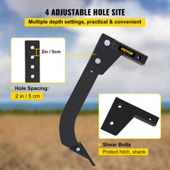 Hitch Mounted Ripper, 18" Shank Length Box Scraper Shank, 4 Hole Site Box Blade for Tractor, 2 Locating Pins Ripper Shank, 2 Plough Tips Box Blade Shank Teeth