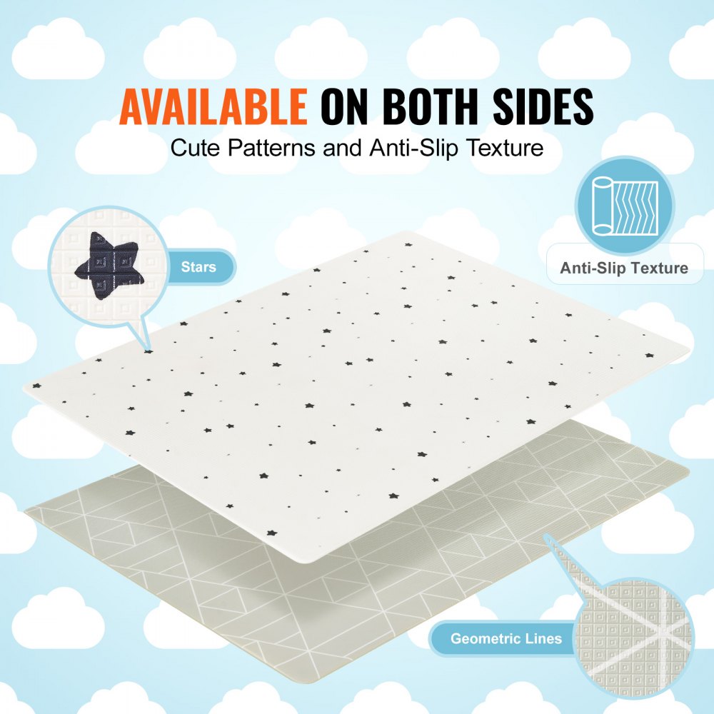 55"x79" Baby Play Mat Kids Crawling Soft Activity Floor Playmat 2 Side