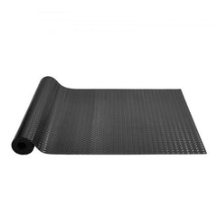 Black PVC garage floor mats in two 17 x 3.6 ft rolls, 2.5mm thick for durability.