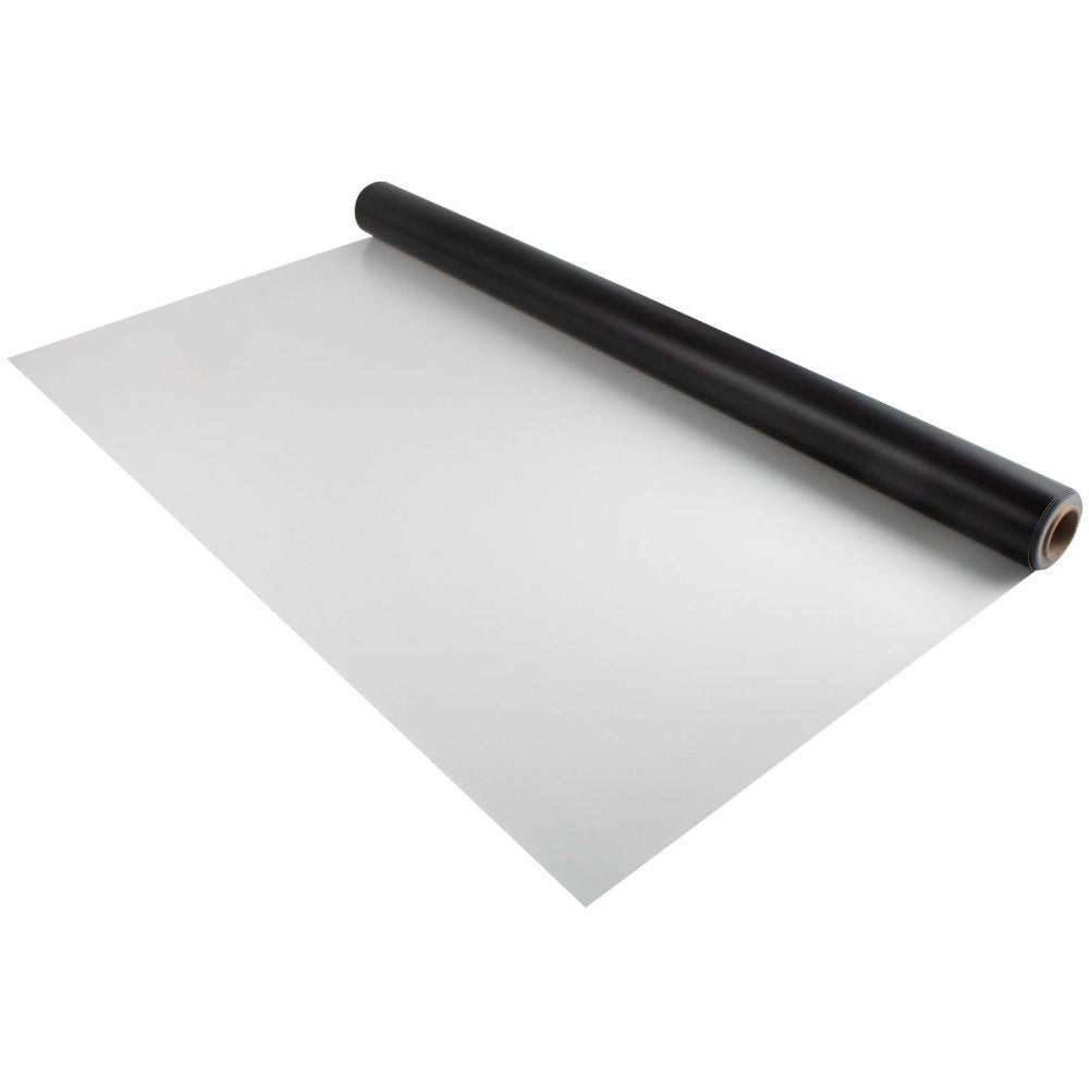 Black and white reversible PVC dance floor roll, 6.6x23ft, unrolled on surface.