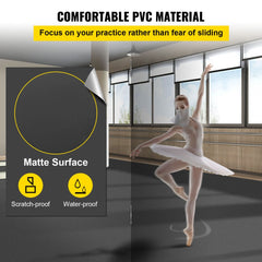 Reversible PVC vinyl dance floor in grey and black, measuring 6.6x3.9 feet.