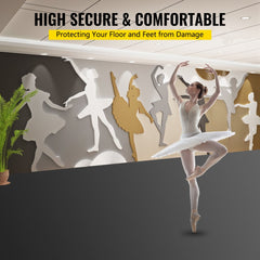 Grey and black portable PVC dance floor roll measuring 6.6x49.2ft with a non-slip surface.