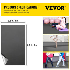 Bostome reversible PVC vinyl dance floor in black and grey, measuring 6.6x9.8 feet.