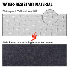 Silver diamond texture vinyl garage floor mat with durable PVC and tear-resistant backing.