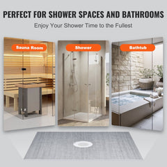 Bostome 60"x48" shower pan kit with curb, waterproof membrane, and stainless steel grid filter.