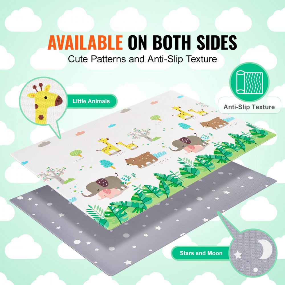 55"x82" Baby Play Mat Kids Crawling Soft Activity Floor Playmat 2 Side
